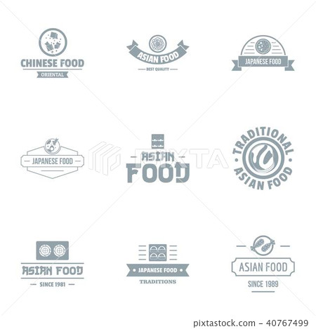 Asian food logo set, simple style 40767499