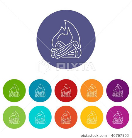 Burning bonfire icons set vector color 40767503