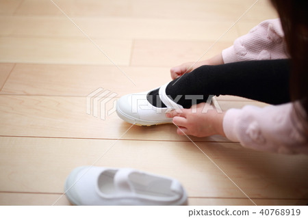 Shoes (Nursery school kindergarten classroom flooring floor Wahabling room wearing room shoes uniform school kindergarten) Shoes (Nursery school kindergarten classroom flooring floor Wahabling room wearing room shoes uniform school kindergarten) 40768919