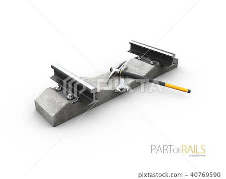 Steel train rail track profile symbol with tools 40769590