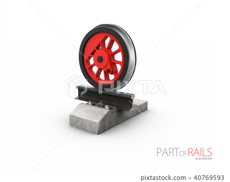 Train rail track profile symbol with steel wheel 40769593