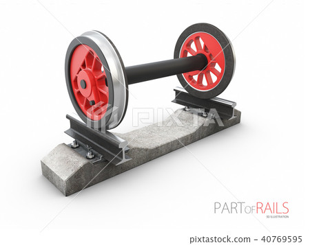 Train rail track profile symbol with steel wheel 40769595