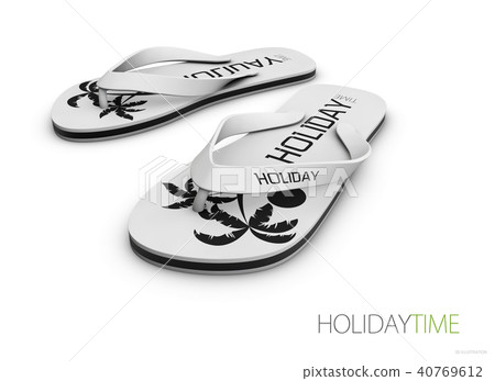 White flip flops isolated on white background - Stock Illustration ...