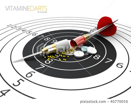 Close up dart arrow with red pill Close up dart arrow with red pill 40770058