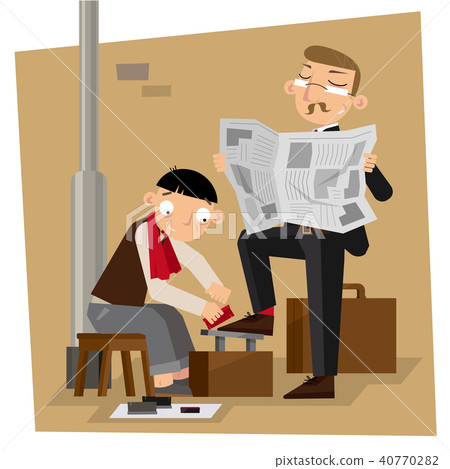 Roadside shoe shiner in old Hong Kong Roadside shoe shiner in old Hong Kong 40770282