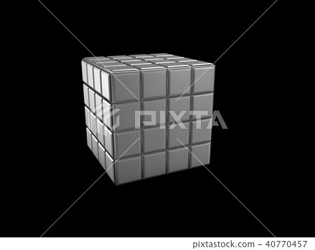 cube with empty keyboard buttons, isolated black 40770457