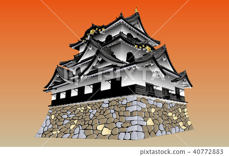 日本城堡現存的Tenshu Hikone城堡日落回來 40772883