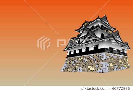 日本城堡現存的Tenshu Hikone城堡日落回來 40772886