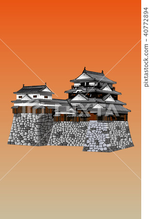 Japan Castle extant Tenshu Matsuyama Castle sunset back Japan Castle extant Tenshu Matsuyama Castle sunset back 40772894