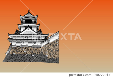Japanese Castle extant Tenshu Kochi Castle sunset back Japanese Castle extant Tenshu Kochi Castle sunset back 40772917