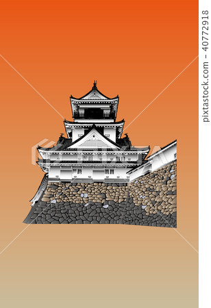 Japanese Castle extant Tenshu Kochi Castle sunset back 40772918