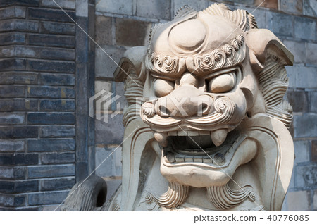 Lion stone statue head in the sun 40776085