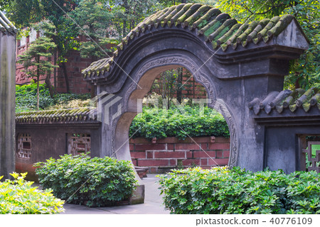 Traditional stone gate in a taoist temple in China Traditional stone gate in a taoist temple in China 40776109
