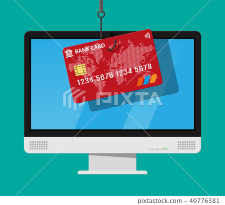 Bank card and fishing hook. Bank card and fishing hook. 40776381