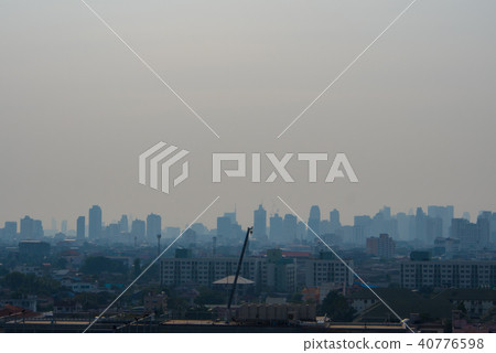 City downtown in the mist or smog 40776598