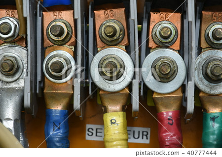 High voltage electric cable with terminal closeup High voltage electric cable with terminal closeup 40777444