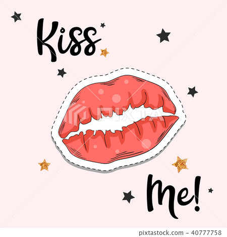 Red Lips sticker. Fashion patch element Red Lips sticker. Fashion patch element 40777758