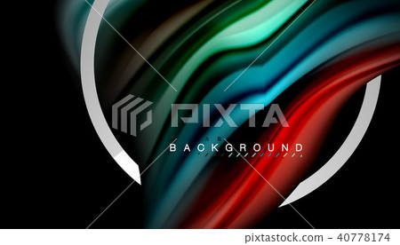 Liquid fluid colors holographic design with metallic style line shape 40778174