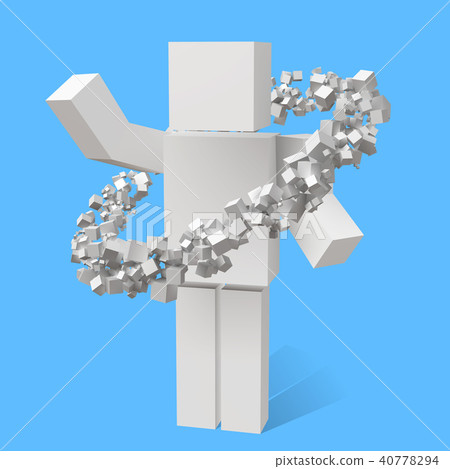 random sized cubes rotating in eliptic orbit around cubic character random sized cubes rotating in eliptic orbit around cubic character 40778294