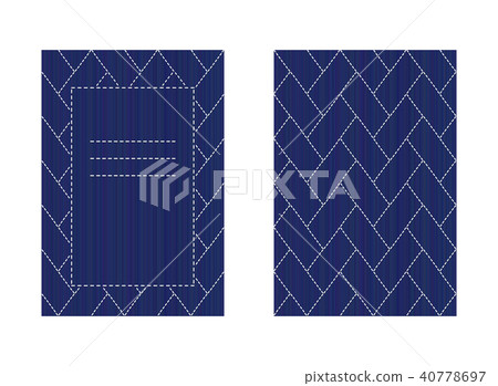 Two-sided Sashiko card isolated on white Stitching Two-sided Sashiko card isolated on white Stitching 40778697