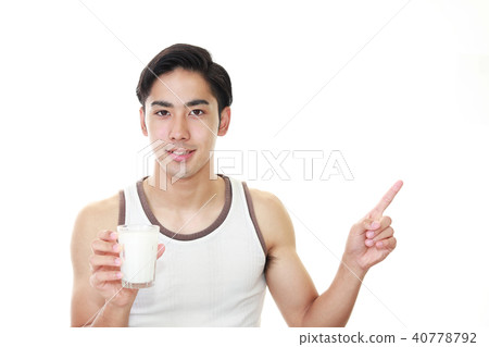 Men with glasses with milk Men with glasses with milk 40778792