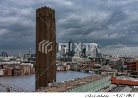 Brick chimney , on background City of London. Brick chimney , on background City of London. 40779907