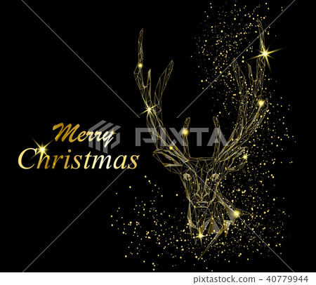 Merry Christmas greeting card with deer head - Stock Illustration ...