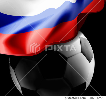 World Championship Football 2018 Background Soccer Russia with flag and football ball. Vector 40783255