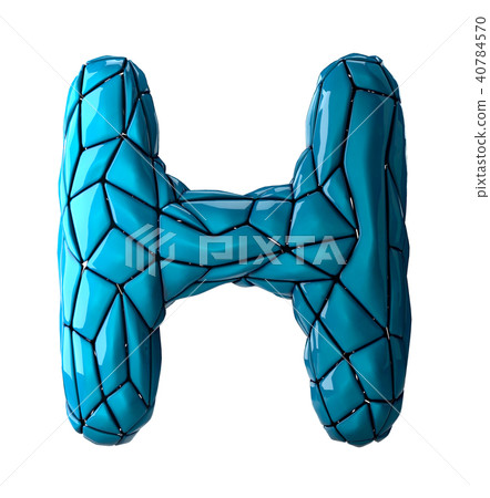 Capital latin letter H in low poly style blue color isolated on white background. 3d 40784570
