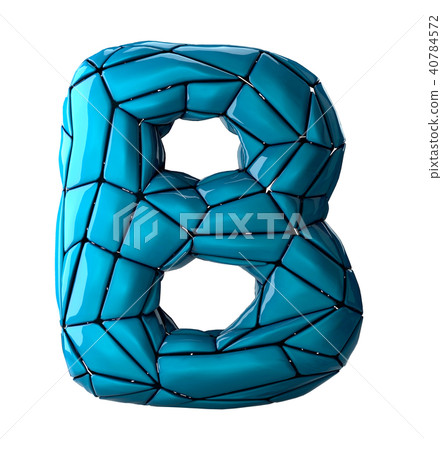 Capital latin letter B in low poly style blue color isolated on white background. 3d 40784572