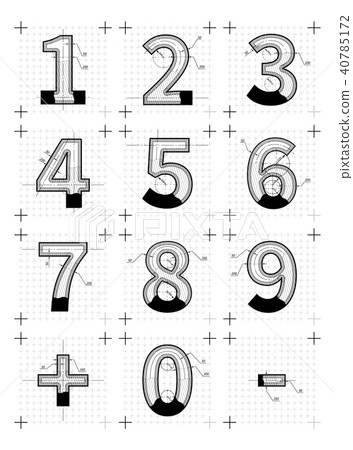 Architectural sketches of numbers 40785172