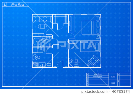 Architecture plan of house in blueprint style 40785174
