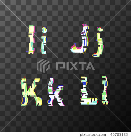 Glitch distortion font. Latin I, J, K, L letters 40785183