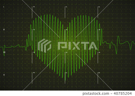Human electrocardiogram graph in heart shape 40785204