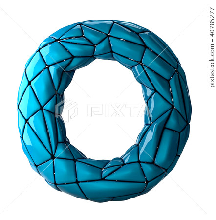 Capital latin letter O in low poly style blue color isolated on white background. 3d 40785277