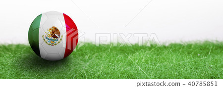 Panoramic Green grass and flagged soccer ball Panoramic Green grass and flagged soccer ball 40785851