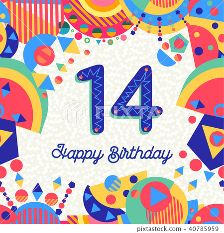 Fourteen 14 year birthday greeting card number Fourteen 14 year birthday greeting card number 40785959