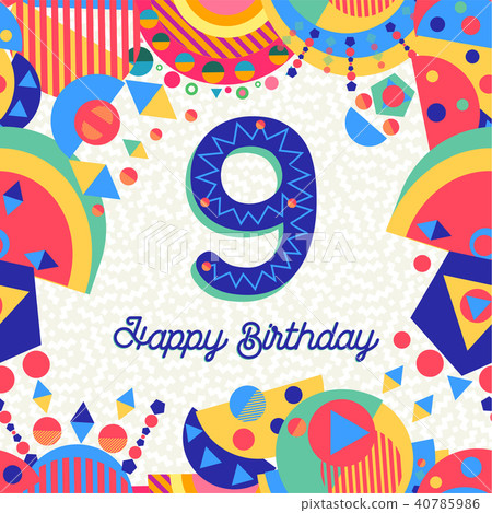 Nine 9 year birthday party greeting card number 40785986