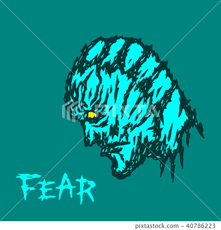 The head of a demon in mask of human skin. Vector 40786223
