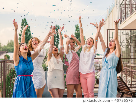 Beautiful Women Friends Having Fun At Bachelorette Party 40786576