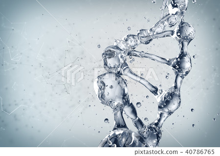 3d illustration of DNA molecule model from water. 3d illustration of DNA molecule model from water. 40786765
