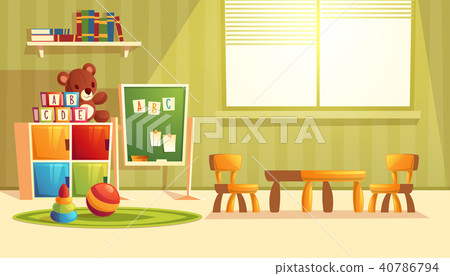 Vector cartoon kindergarten with toys for children Vector cartoon kindergarten with toys for children 40786794