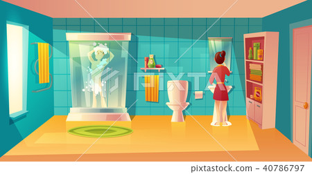 Vector bathroom interior with man and woman 40786797