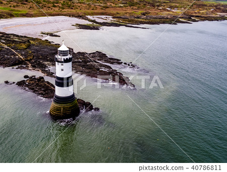 Aerial view of Penmon point lighthouse , Wales - United Kingdom 40786811