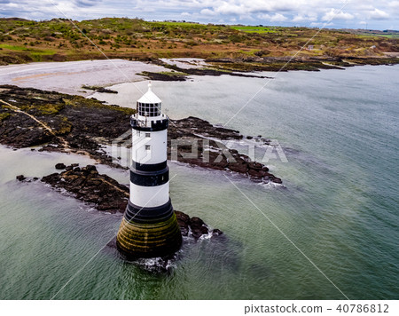 Aerial view of Penmon point lighthouse , Wales - United Kingdom 40786812
