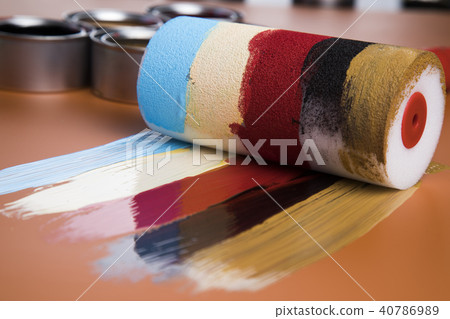 Paint roller, cans with color Paint roller, cans with color 40786989