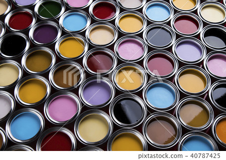 Buckets full of rainbow colored oil paint Buckets full of rainbow colored oil paint 40787425