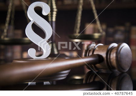Paragraph, law theme, mallet of judge,wooden gavel 40787645