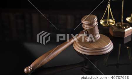 Law theme, mallet of judge, wooden gavel 40787658
