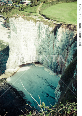 White cliffs on the coast of France near the town  40788025